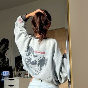 BUDWEISER PacSun crewneck, never worn, size small, two-tone gray.